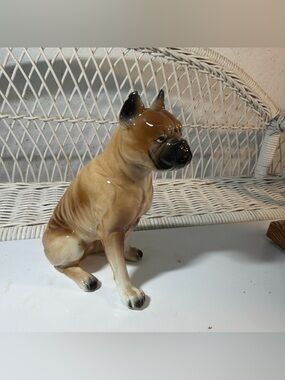 VTG Hand Painted Japan Boxer Dog Sitting 7" EXCELLENT